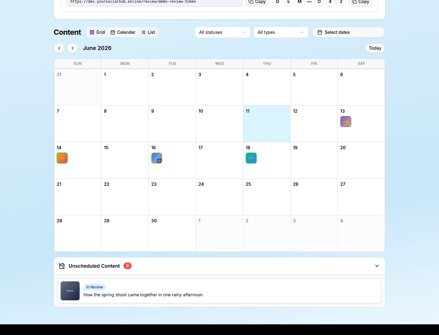 Calendar view