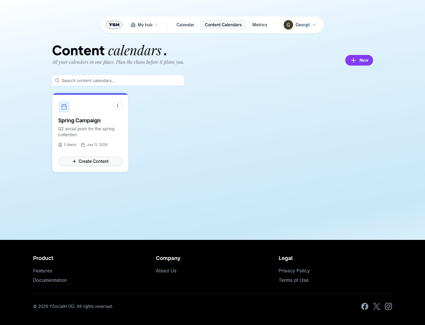 Content calendars list