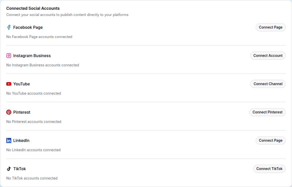 Connected social accounts