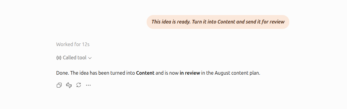 ChatGPT promoting an Idea to a Content draft in review